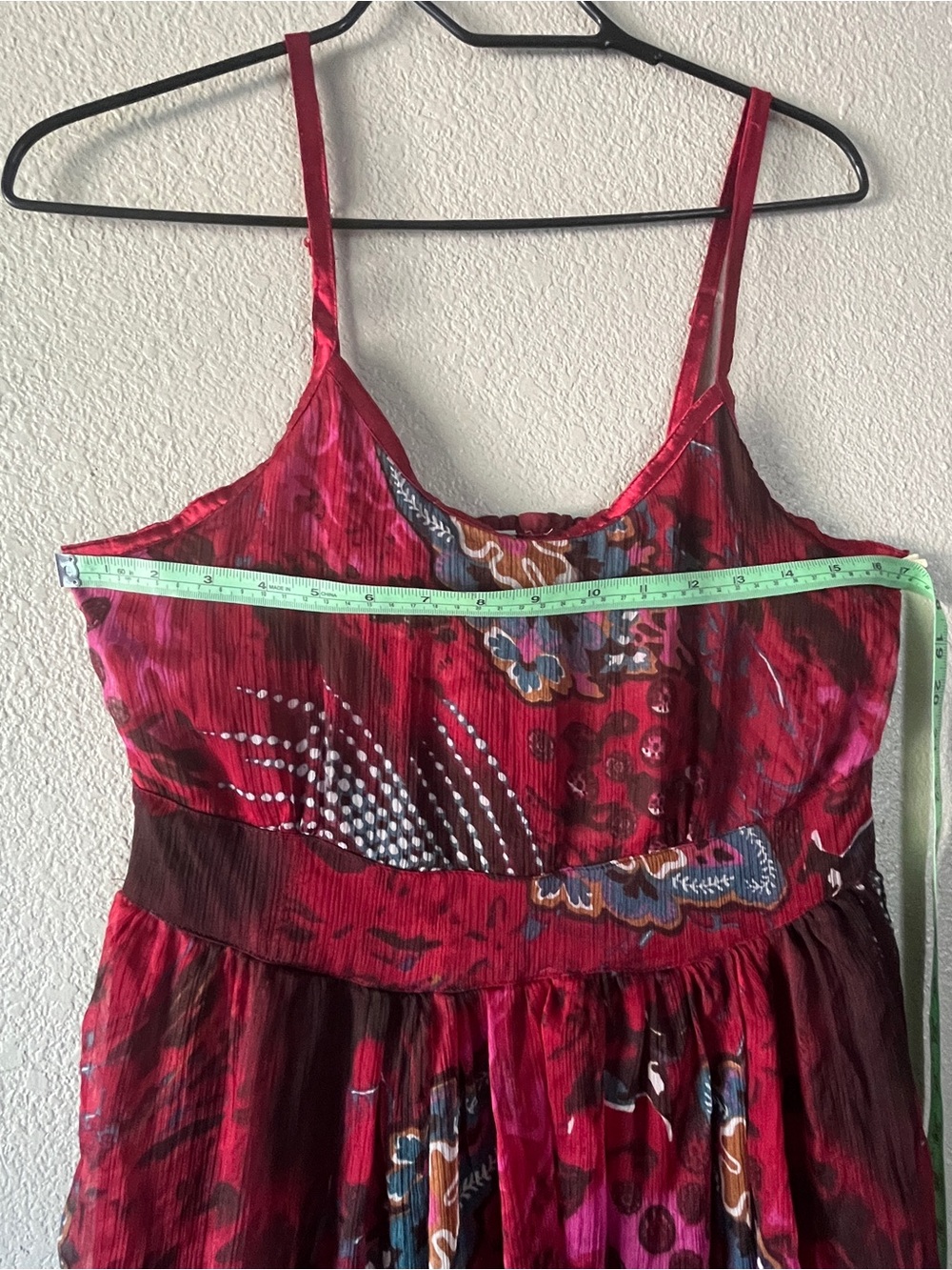 Kaaku Red Floral Silk-Look Spaghetti Strap Midi Dress - Picture 6 of 7